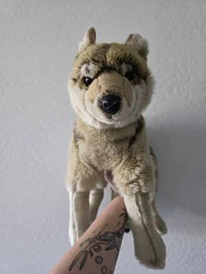 FAO Schwarz Vintage Brown Timber Wolf Rare Plush Stuffed Animal 28'' Large