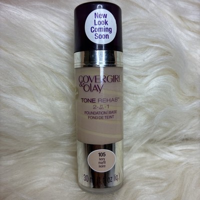 COVERGIRL  + OLAY Tone Rehab 2 In 1 Foundation #105-Ivory. 30 ml / 1 fl oz.