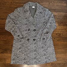 Cabi Agent Black Herringbone Blazer Size Medium Mid Length Double Breasted 4294