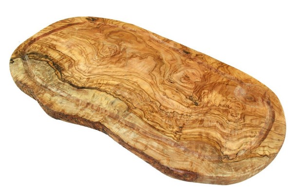 Tranchierbrett Aus Olivenholz, Rustikaler Rand 45-49 Cm Mit Saftrille / Ohne Gri-image