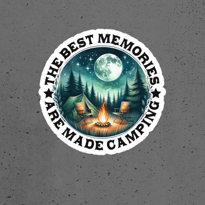 Camping sticker vinyl decal the best memories are made camping camper nature