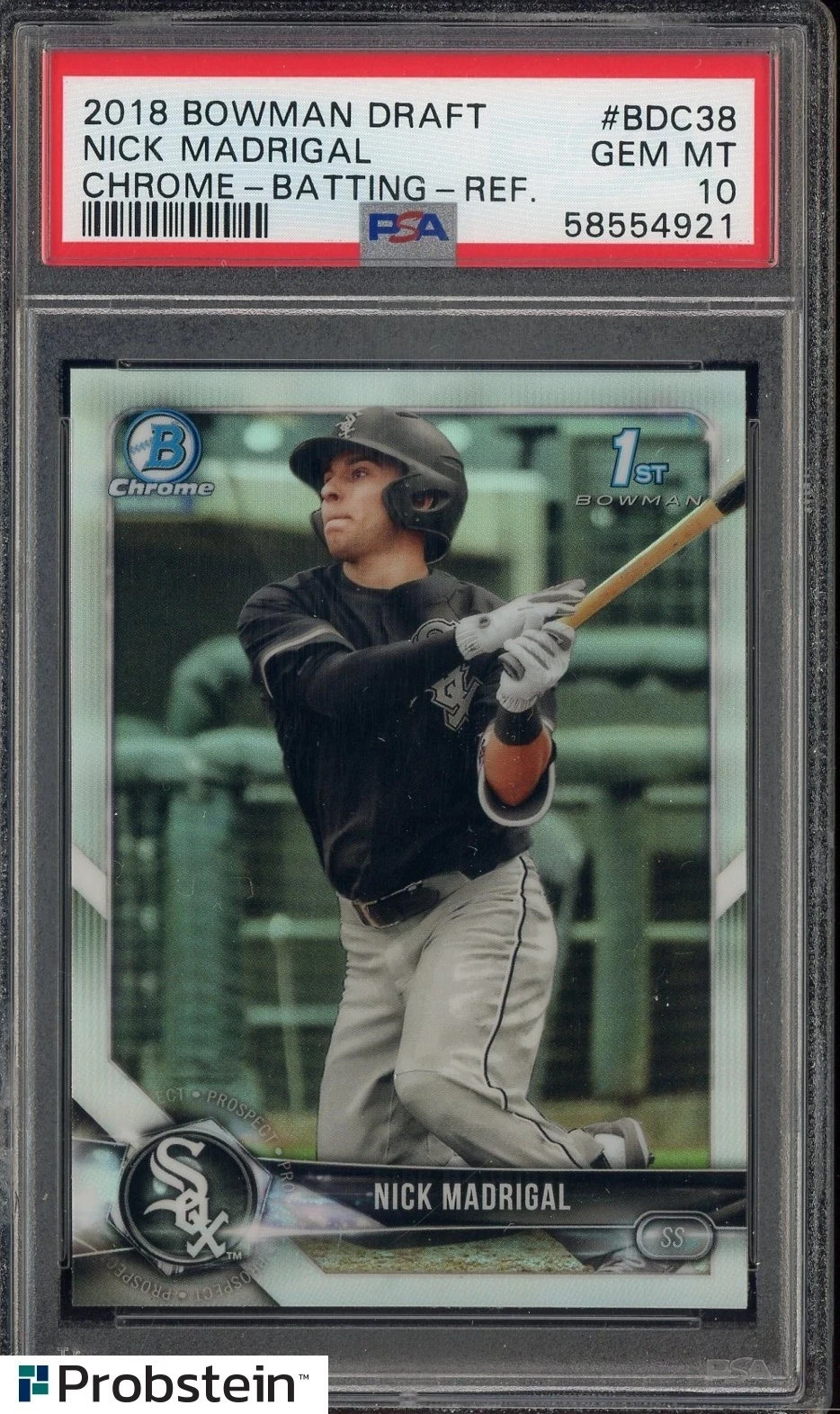 2018 Bowman Draft Chrome Refractor Nick Madrigal Batting RC Rookie PSA 10