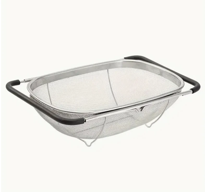 Expandable Stainless-Steel Filter with Fine Mesh And Drain Basket