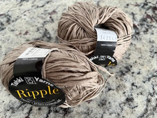Lot of 2 Tahki Ripple Yarn Color 7 Fog Taupe 100 Cotton Tape 50g Skein