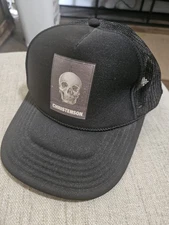 OTTO Trucker Hat Mens Black One Size Adjustable Mesh Back Flat Brim Polyester