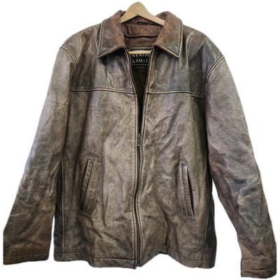 Vtg Leather Limited Brown Leather Jacket Sz L Great Fade Great Shape Full Zip