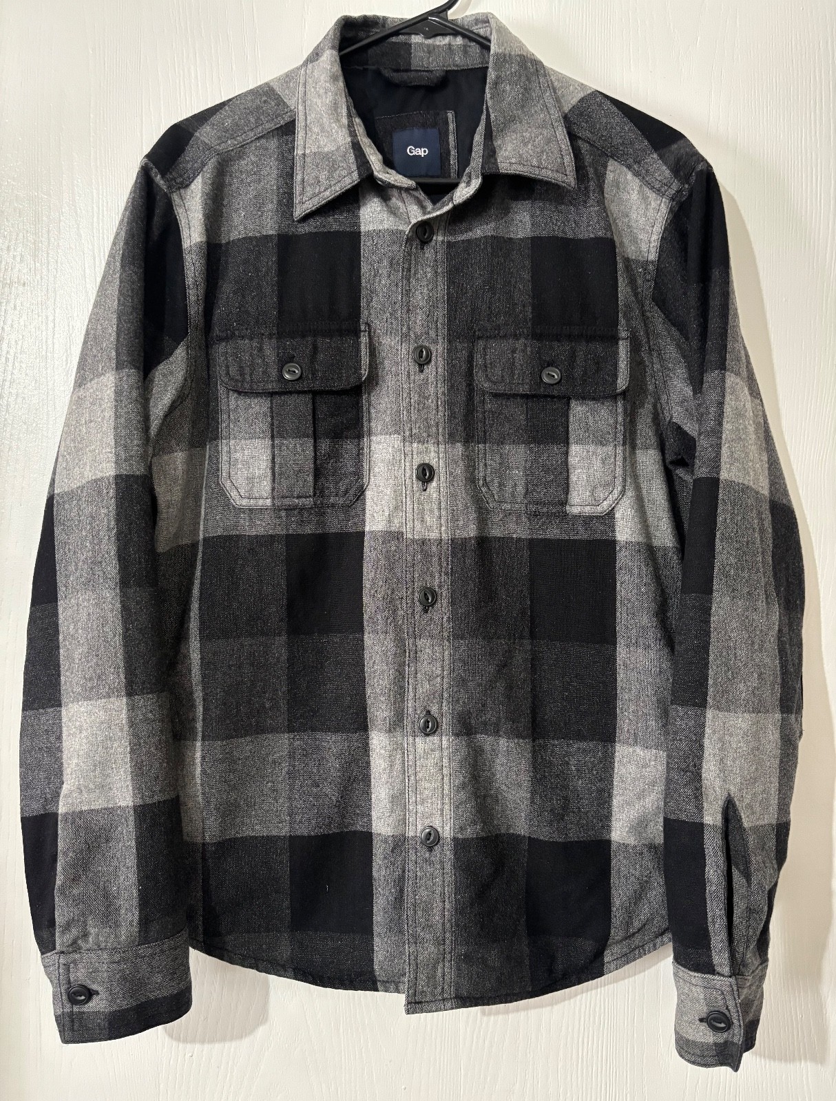Gap Wool Plaid Lined Button-Up Jacket Shacket Men… - image 1