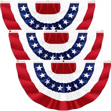 3Pack 3x6 FT American Pleated Fan Flag, USA Patriotic Half Fan Bunting Flag, ...