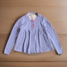 Matilda Jane Girls Cardigan Sweater Blue Knit Front Sleeves Floral Back Size 4
