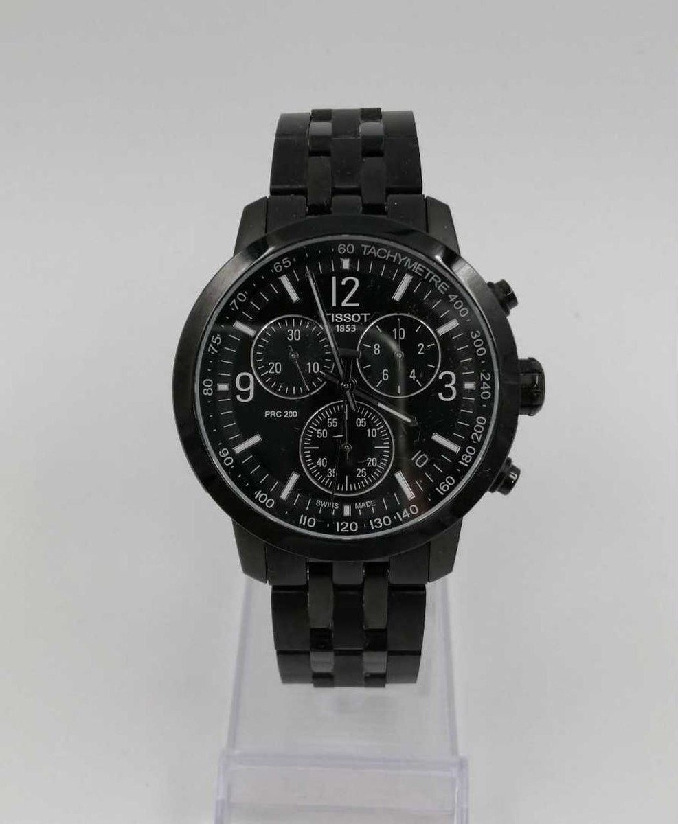 TISSOT PRC 200 ブラック ステンレス Tissot PRC 200 Black Dial Steel Quartz Watch, 39mm