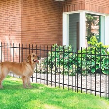FOREHOGAR 30"H x 10'L Metal Garden Fence Panels Animal Barrier No-Dig Black