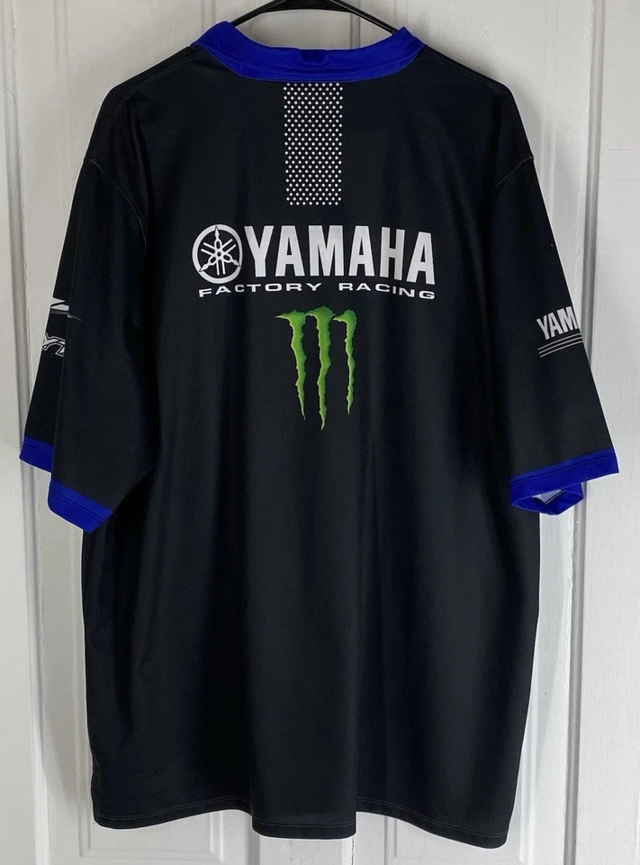 2XL 雅马哈工厂赛车队黑色短袖 Polo 衫带赞助商标志 — 第 2/4 张图片
