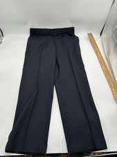 Brooks Brothers Pants Mens 33W Navy Pinstripe Wool Slacks Cuffed Flat Front USA