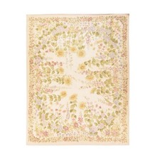 8'x10'2" Ivory Aubusson Botanical Pattern Flat Weave Hand Woven Wool Rug 78517