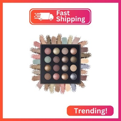 Baked Eyeshadow Makeup Palette - 16 Pigmented Soft Neutrals, Taupe Earth Tones &