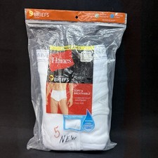 Hanes Tagless Briefs Mens X Large 40-42 White 5 Pack Cool Comfort Cotton Soft