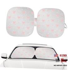 Pink Bow Car Windshield Sun Shade, Foldable UV Protection Window Sunshade with