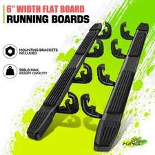 6" Flat Style Coated Step Bar Running Boards for Silverado Sierra Crew Cab 19-22