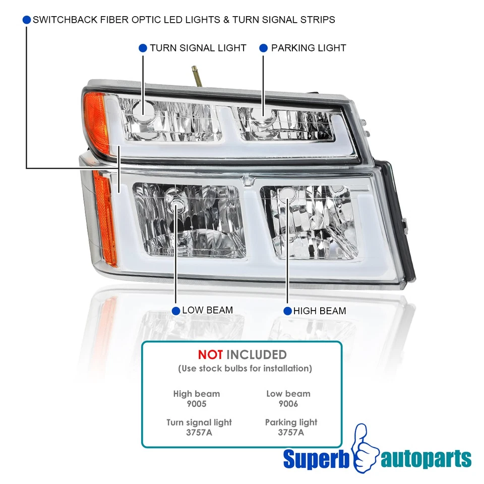 For 2004-2012 Chevy Colorado GMC Canyon Headlights+Switchback+LED Turn Signal Foto 3 de 4