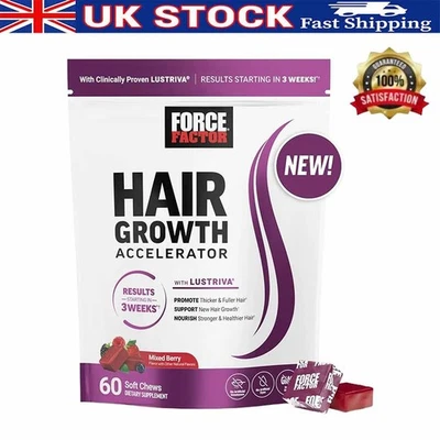 Force Factor Hair Growth Accelerator Soft Chews, Hair Growth Vitamins For Women~