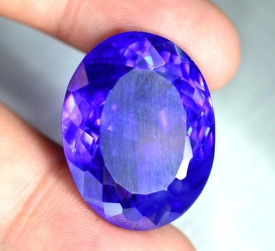 100 Ct Certified Natural Blue Zircon Cambodian Oval Cut Loose Gemstone