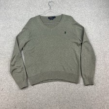 Polo Ralph Lauren Pima Cotton V-Neck Sweater Men  s Size Small Grey Long Sleeve
