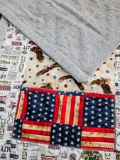 small to medium doggy blanket, flannel lined, patriotic theme.