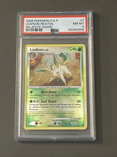 Pokemon TCG: Leafeon 7/100 Majestic Dawn Reverse Holo PSA 8