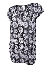 Anne Cole Women's Coming Up Roses Mesh Tunic Swim Top Cover-Up XS/S, Black 