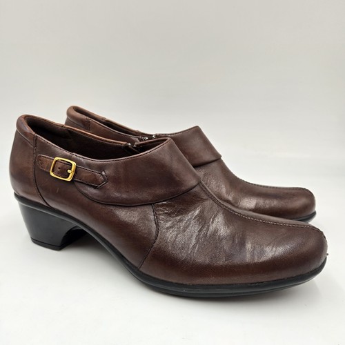 Clarks Bendables Brown Leather Comfort Casual Shoes Women's Sz 11 M Clog Career