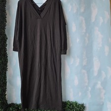Quince Black V-Neck Long Sleeve Dress
