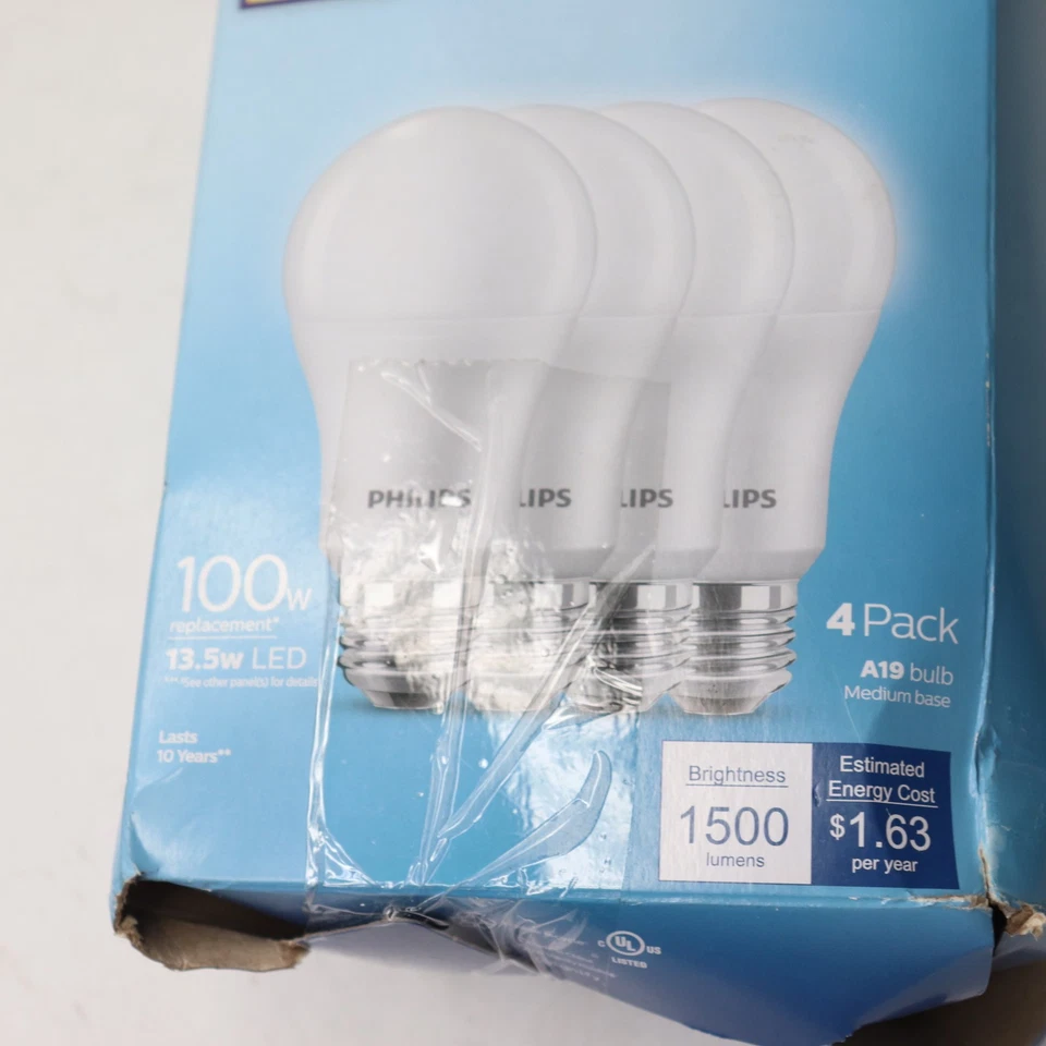 (4-Pk) Philips LED Basic Frosted Non-Dimmable A19 Light Bulbs 565416 - Image 3 of 4