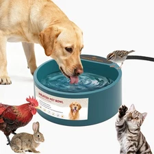 2.2L Heated Dog Bowl, Dog Thermal-Bowl Provides No Freeze Water, Pet Water He...