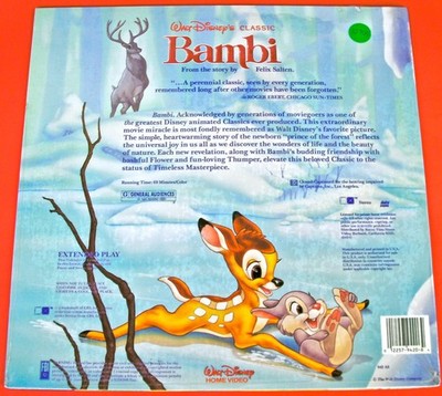 BAMBI WALT DISNEY THE ORIGINAL 1989 ANIMATED CLASSIC LASER DISC EX