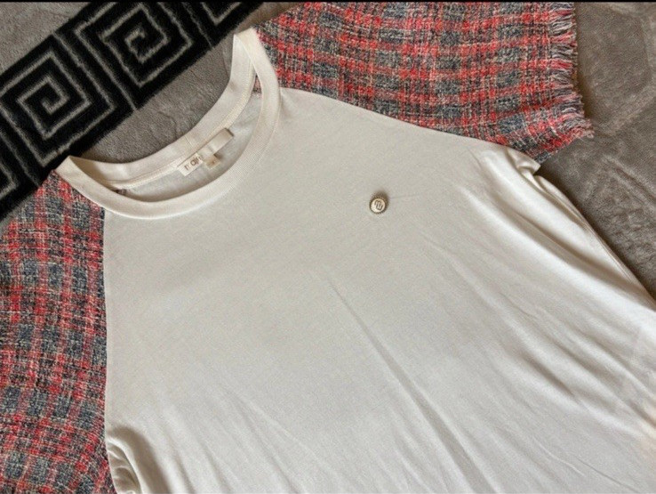 Maje Paris Tweed Raglan Sleeve Tee Shirt Ecru Size 3