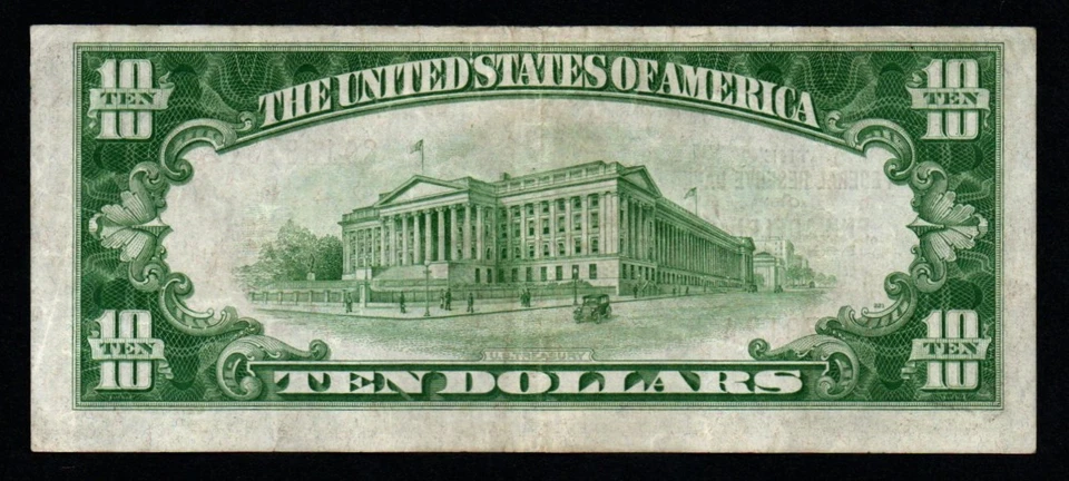 1929 $10 PHILADELPHIA CRISP AU Federal Reserve Bank Note! - Image 2 of 2
