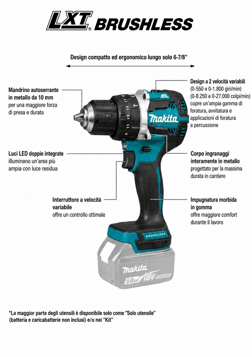 Trapano Avvitatore Makita DDF487 18V foto 3