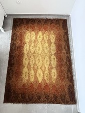 Tapis en laine Type Shaggy / Space Age années 70 Vintage Orange et Marron