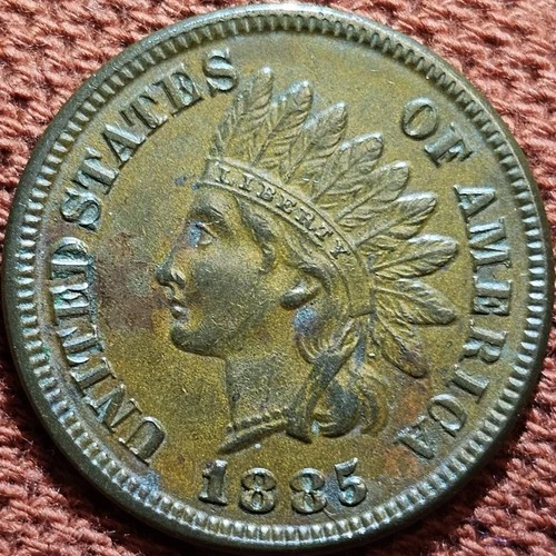 1885 Indian Cent 1C Copper Coin AU UNC Details