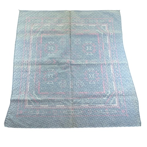 Vintage Scarf- Quilted Texture- Baby blue and pink- Square Bandana 22x22" - Picture 3 of 4