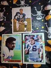 3 vtg nfl football giants mixed players trading cards #206 dp/179 je/11 aw (b2)