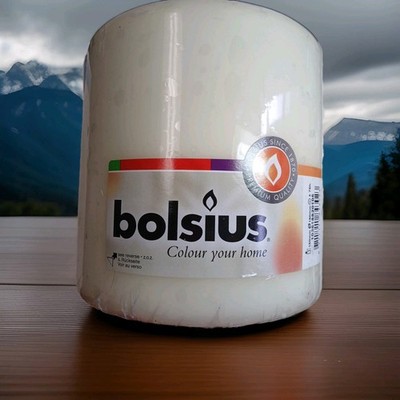 Bolsius 3 Wick Unscented Wax Pillar Candle Ivory 6'' x 5.5'' Approx 75 Hr Burn