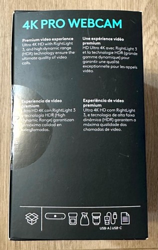 Logitech 4K Pro Webcam 1080p BRAND NEW (960-001390) - Afbeelding 4 van 5