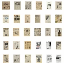 10pcs Small Vintage/Graffiti Newspaper Stickers.  Scrapbooking, Journaling