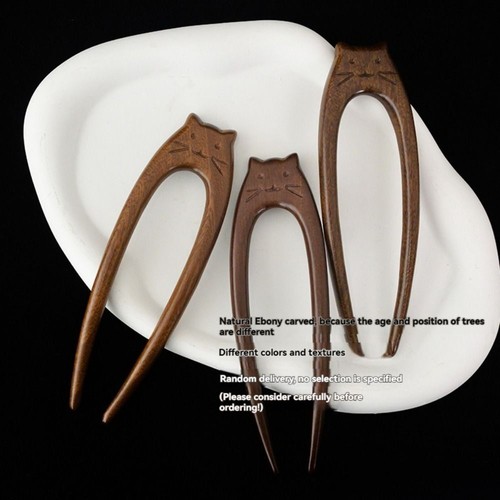 Chinese Style U Shaped Hair Forks Wooden Hanfu Hairpin Women Girls - Picture 3 of 7