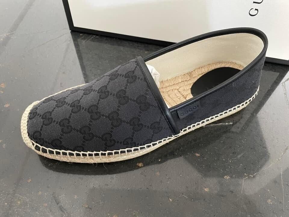 Gucci Black 466903 Men's GG Guccissima Canvas Espadrilles (Gucci Sz. 8 ...