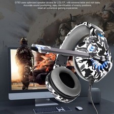 3.5MM GAMING HEADPHONE WITH MIC STEREO LED LIGHT HEADSET FOR Phone PC LAPTOP UK