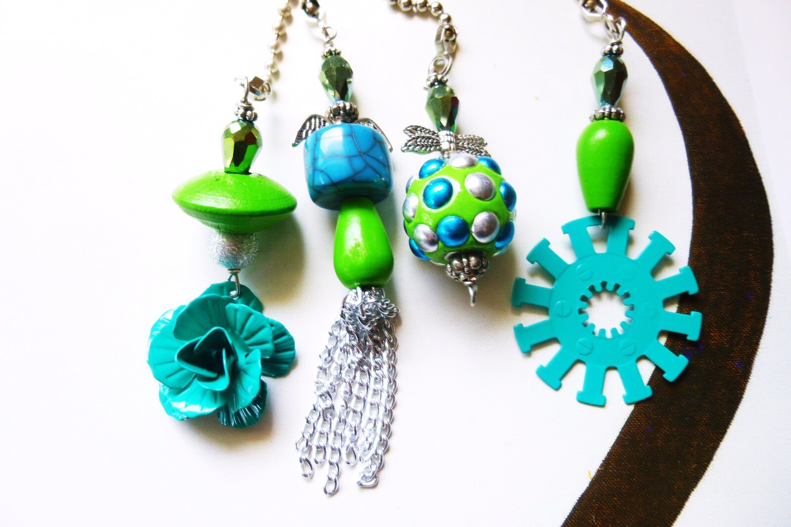 Aqua Green Ceiling Fan Pull Chain Extension Light Switch Replacement-image