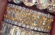 Light Yellow 6.00CT Citrine With Shiny CZ Two Border Wedding Women's Band Ring