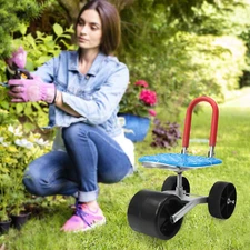 Garden Cart Rolling Work Seat with 3 Wheels 360° Rotation Adjustable Chair